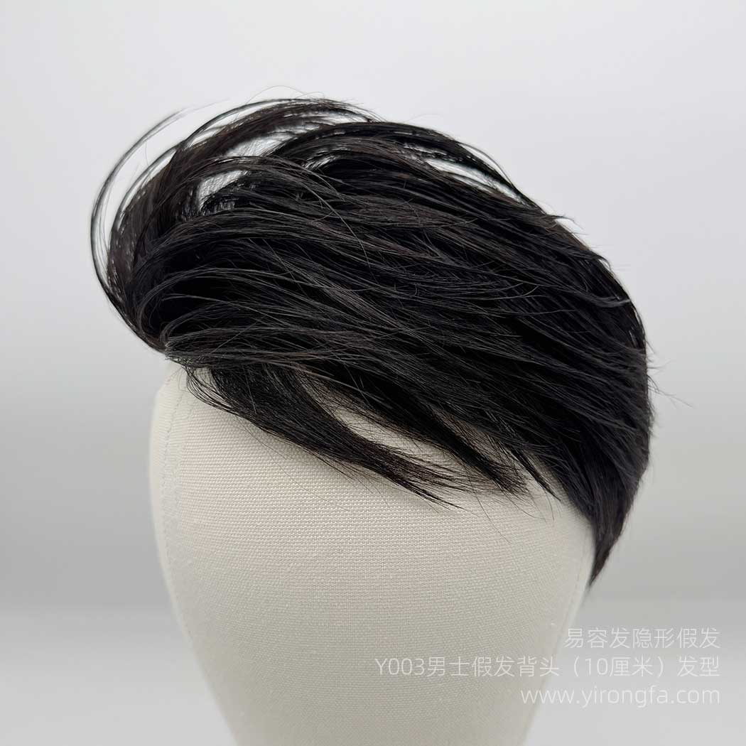 Y003男士假发长背头型