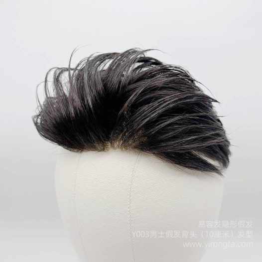Y003男士假发长背头型