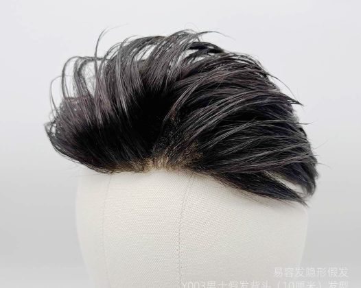 Y003男士假发长背头型
